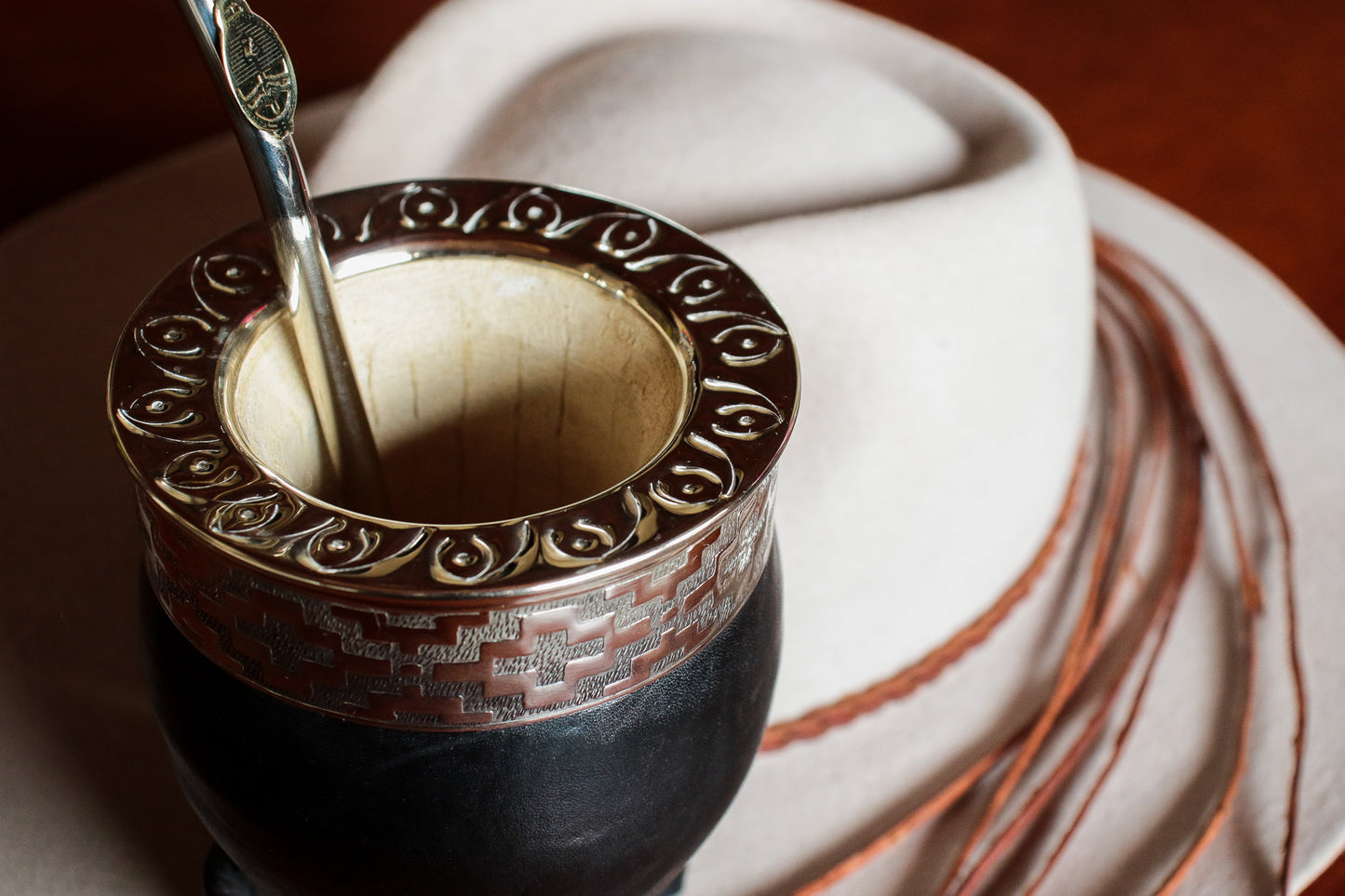 Imperial Embossed Leather and Nickel Silver with Bronze Shield