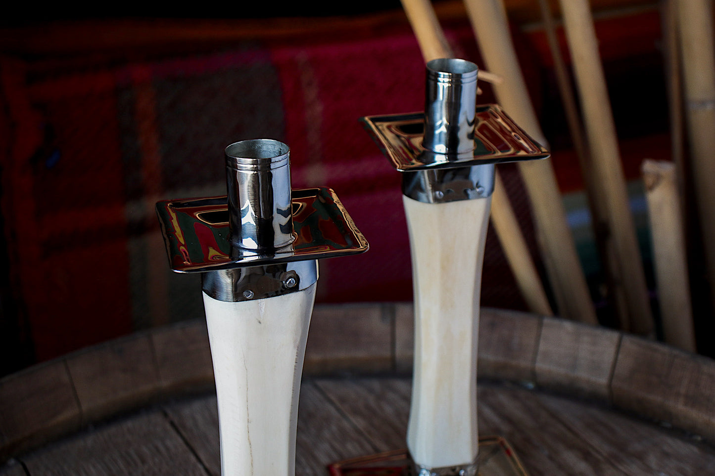 Antler and Nickel Silver candlesticks