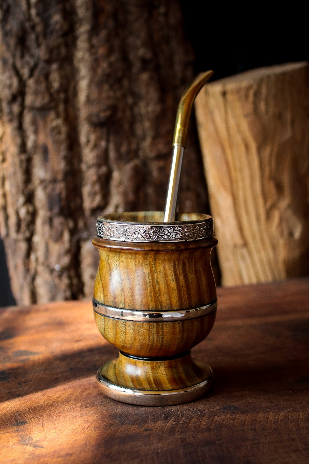 Mate de Palo Santo y Alpaca con Bombilla