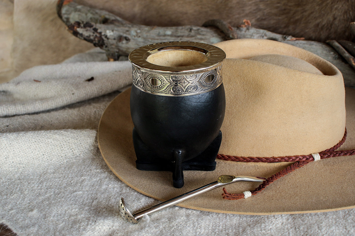 Imperial Embossed Leather and Nickel Silver with Bronze Shield