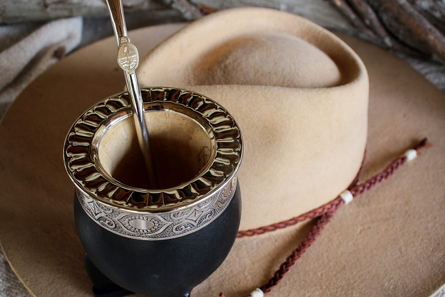 Imperial Embossed Leather and Nickel Silver with Bronze Shield