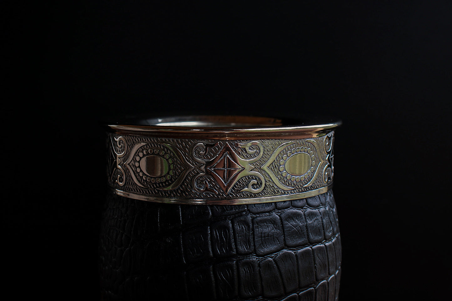 Imperial Embossed Leather and Nickel Silver with Bronze Shield