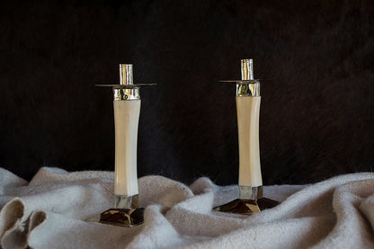 Antler and Nickel Silver candlesticks