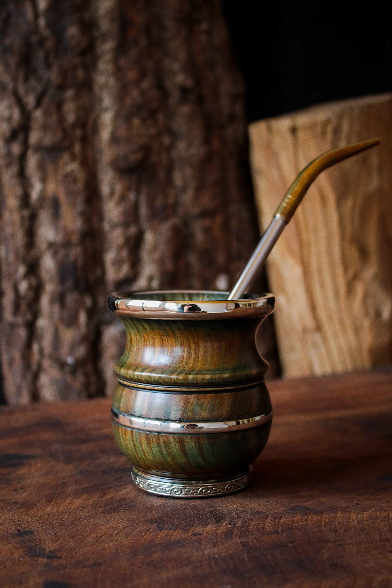 Mate de Palo Santo y Alpaca con Bombilla