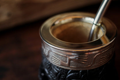 Mate criollo forrado en Cuero Natural y Bombilla