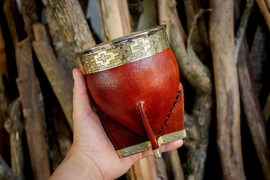 Imperial Embossed Leather and Nickel Silver with Bronze Shield