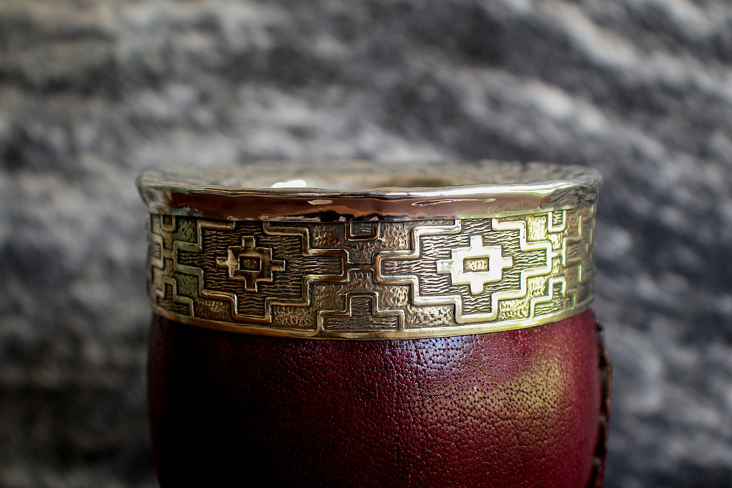 Imperial Embossed Leather and Nickel Silver with Bronze Shield