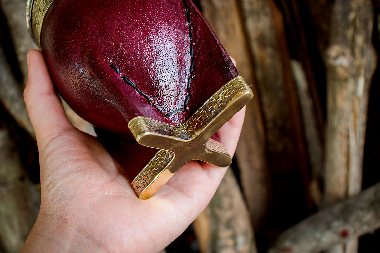 Imperial Embossed Leather and Nickel Silver with Bronze Shield