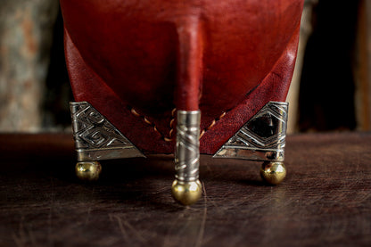 Mate de Cuero, Bronce y Alpaca con Bombillón