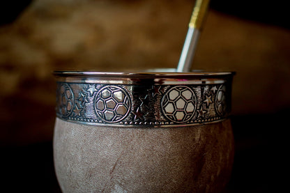 Mate de Cuero con Base de Alpaca y Bronce con Bombilla
