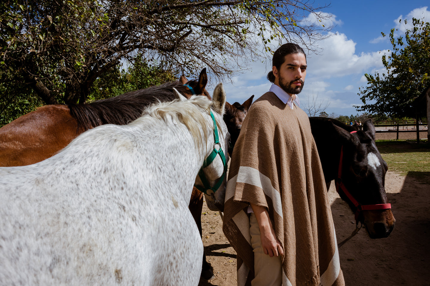 Poncho "Facón" Hilos de Llama Telar