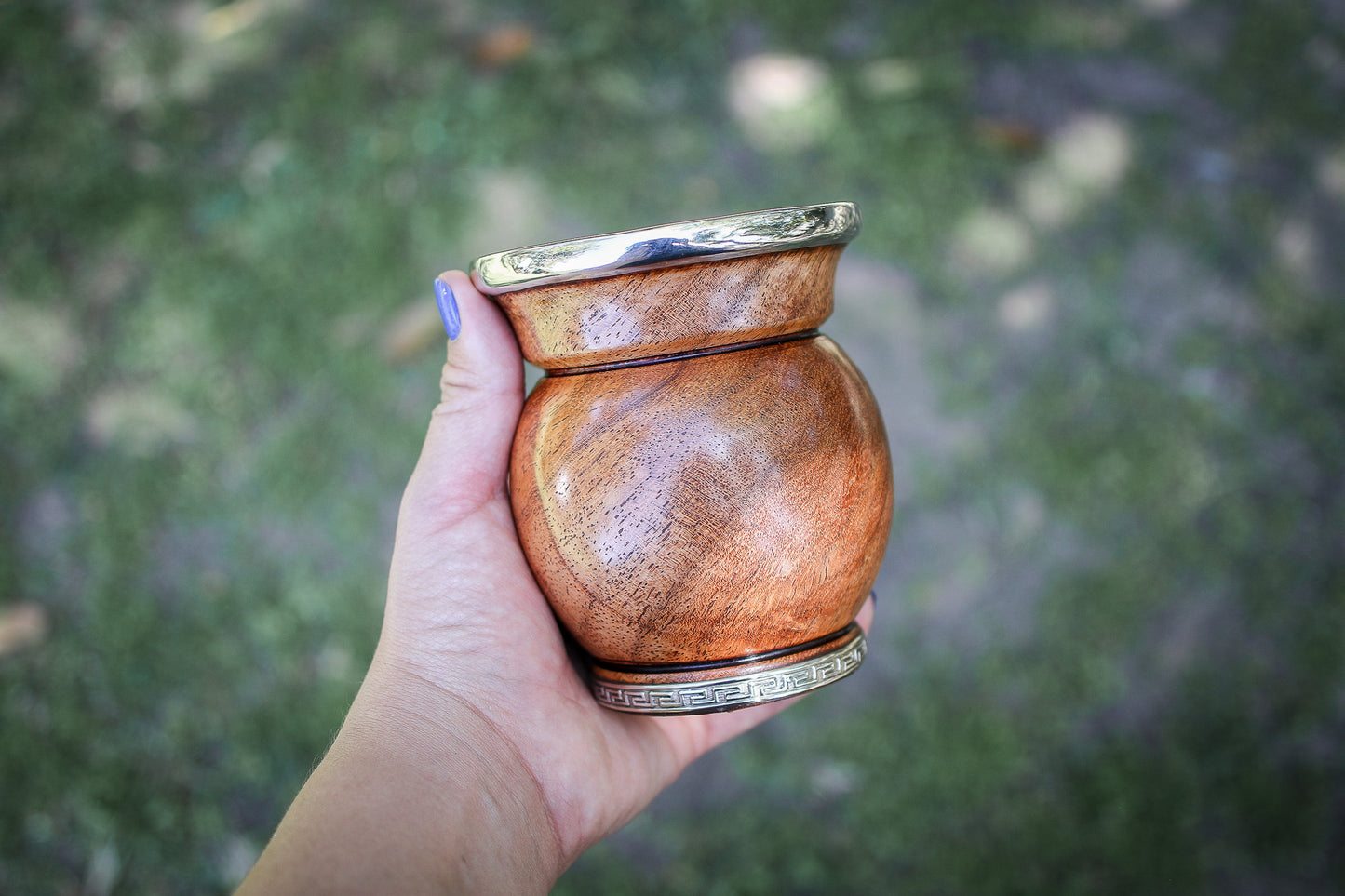 Carob and Nickel Silver Mate with metal straw