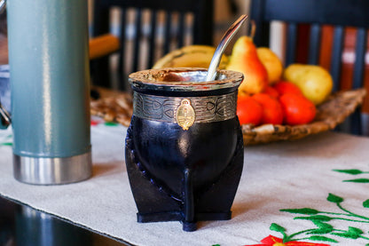 Mate Imperial Cuero y Alpaca con Escudo Nacional Bronce