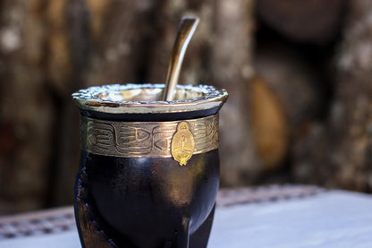 Mate Imperial Cuero y Alpaca con Escudo Nacional Bronce