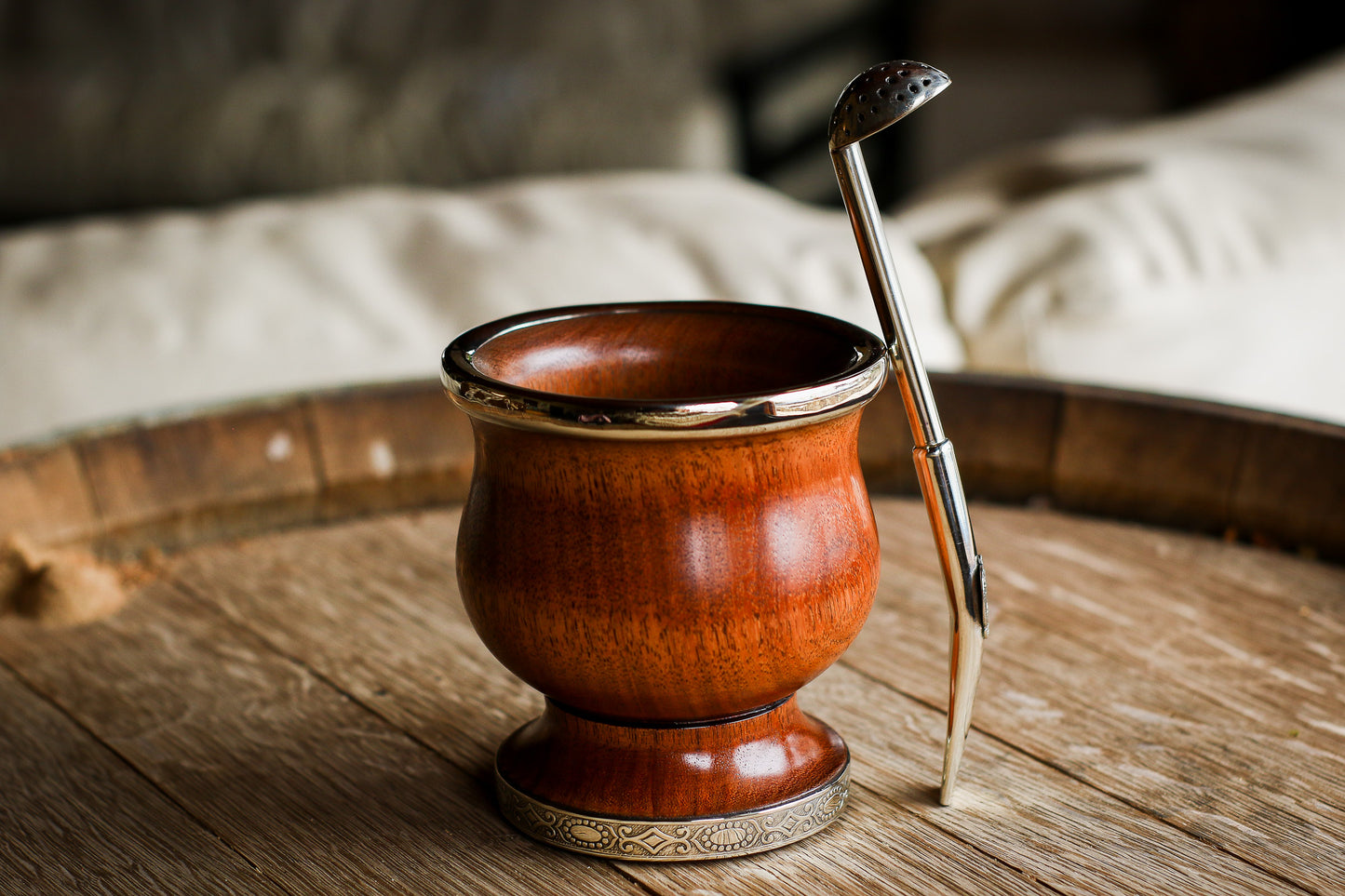 Mate de Algarrobo y Alpaca con Bombilla