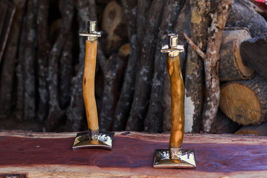 Palo Santo and Nickel Silver candlesticks