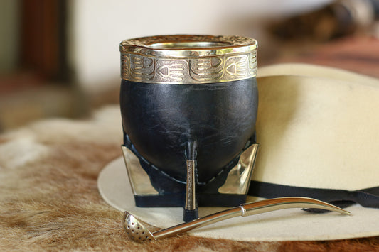 Mate Imperial Leather and Nickel Silver metal straw