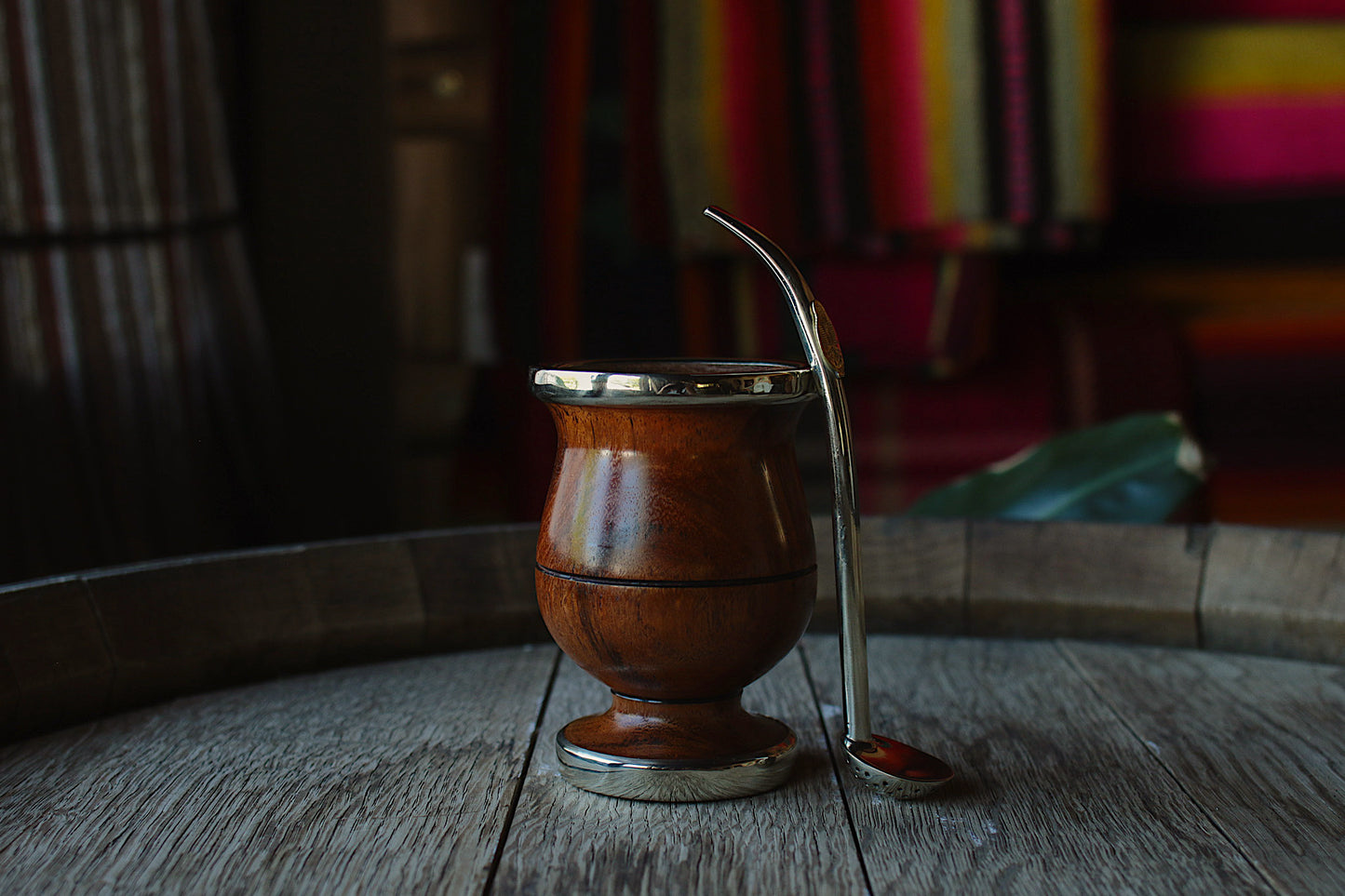 Carob and Alpaca Mate with metal straw