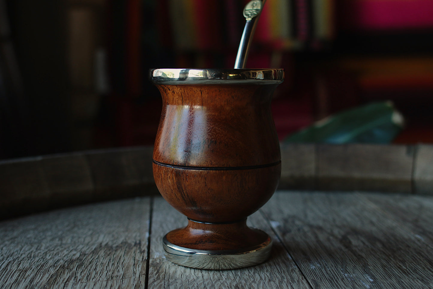 Carob and Alpaca Mate with metal straw