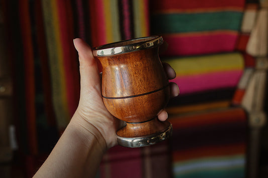 Carob and Alpaca Mate with metal straw